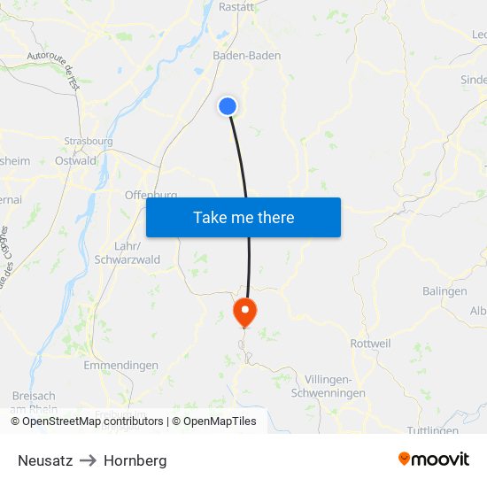 Neusatz to Hornberg map