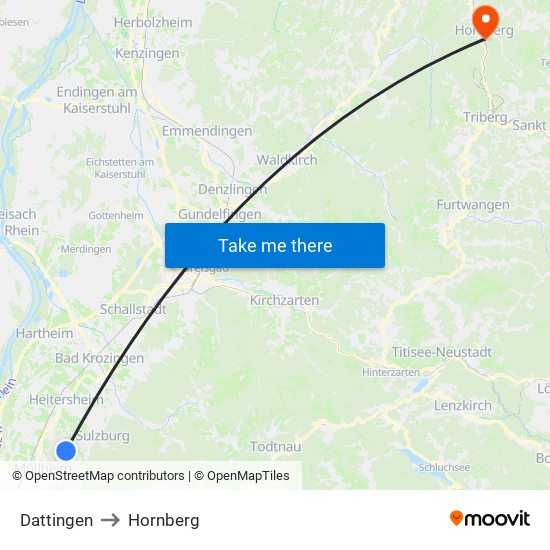 Dattingen to Hornberg map