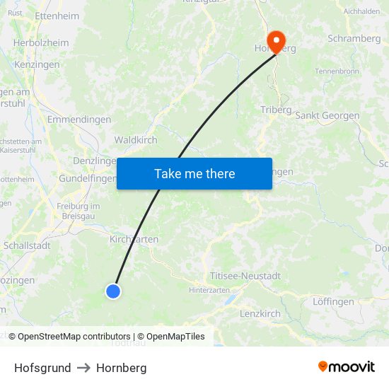 Hofsgrund to Hornberg map
