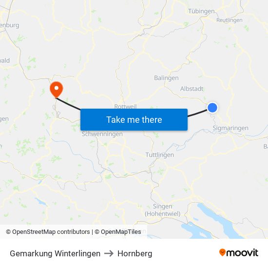 Gemarkung Winterlingen to Hornberg map