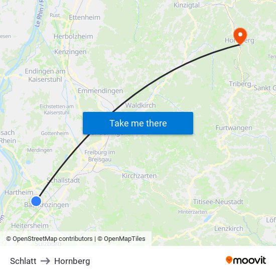Schlatt to Hornberg map