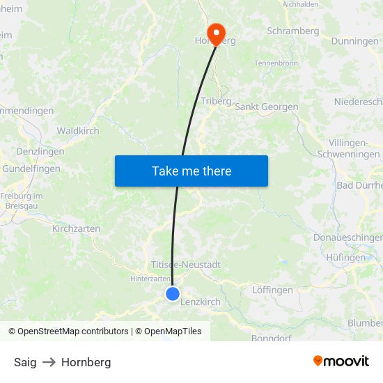 Saig to Hornberg map