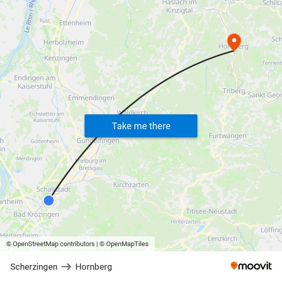 Scherzingen to Hornberg map
