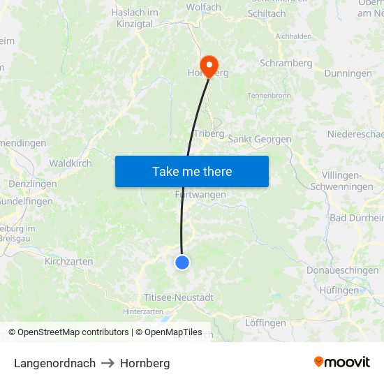 Langenordnach to Hornberg map