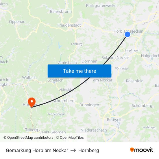 Gemarkung Horb am Neckar to Hornberg map