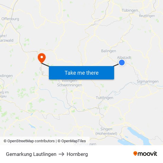 Gemarkung Lautlingen to Hornberg map