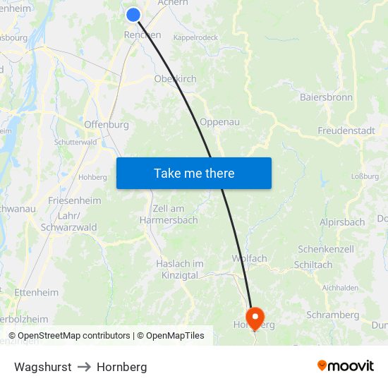 Wagshurst to Hornberg map