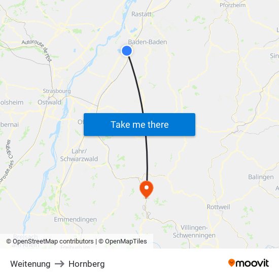 Weitenung to Hornberg map