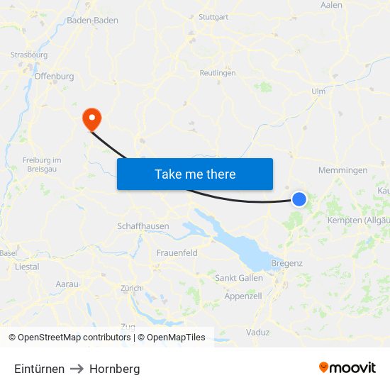 Eintürnen to Hornberg map