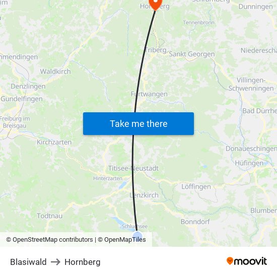 Blasiwald to Hornberg map