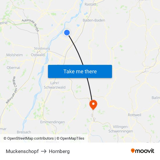 Muckenschopf to Hornberg map
