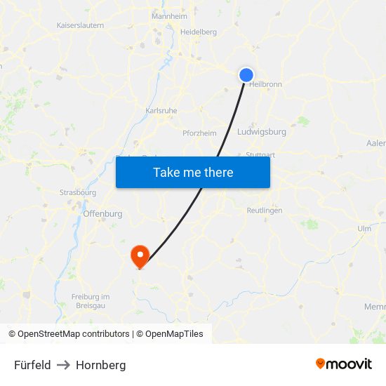 Fürfeld to Hornberg map