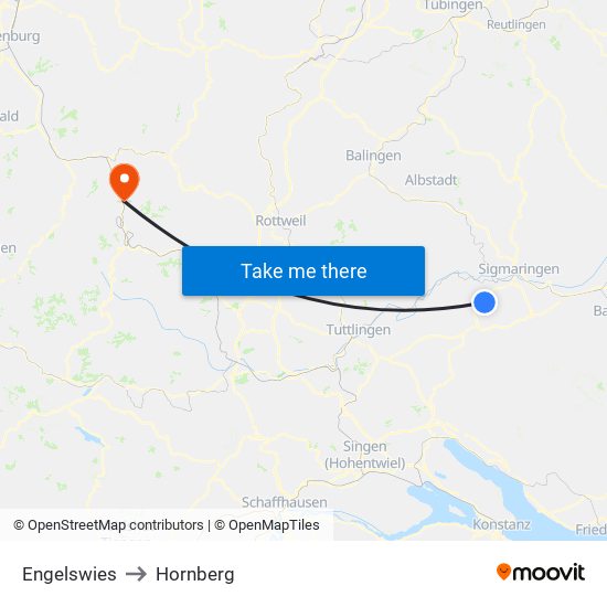 Engelswies to Hornberg map