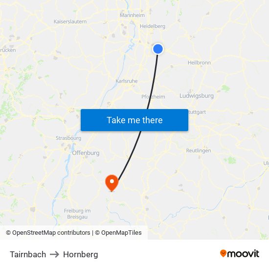 Tairnbach to Hornberg map