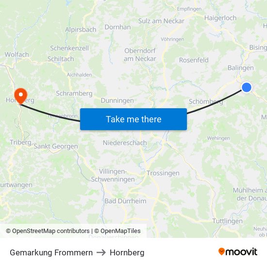 Gemarkung Frommern to Hornberg map