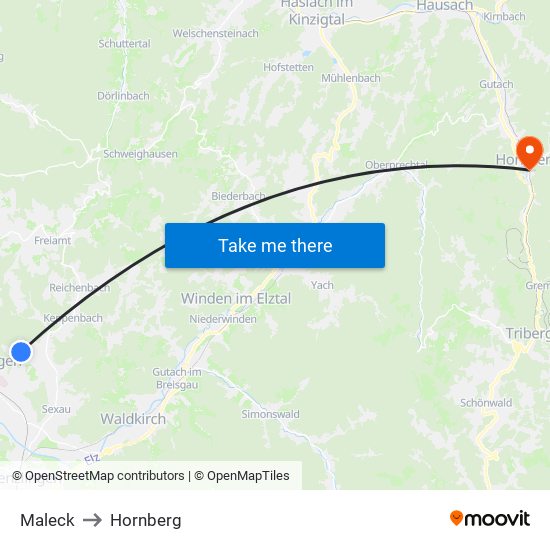 Maleck to Hornberg map