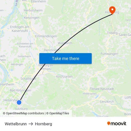 Wettelbrunn to Hornberg map