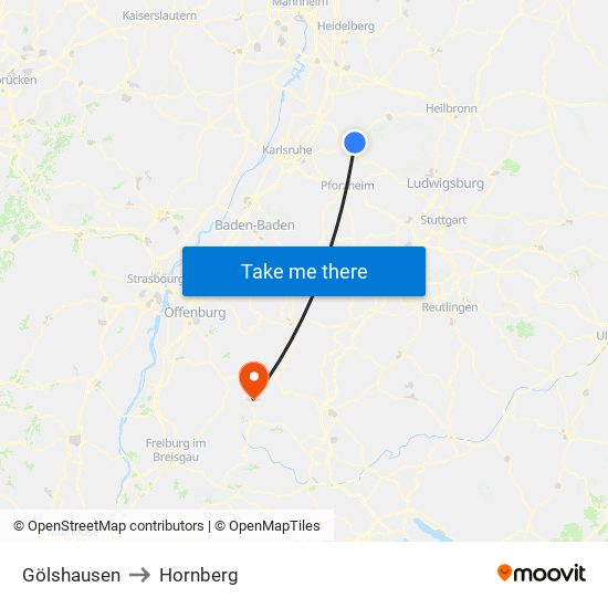 Gölshausen to Hornberg map