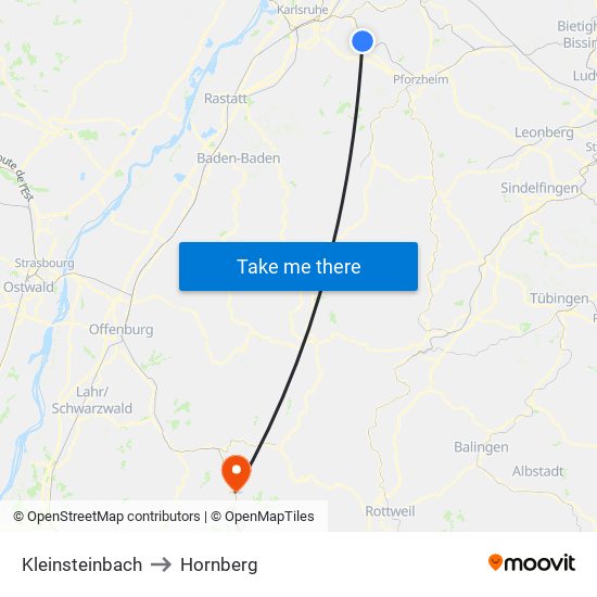 Kleinsteinbach to Hornberg map
