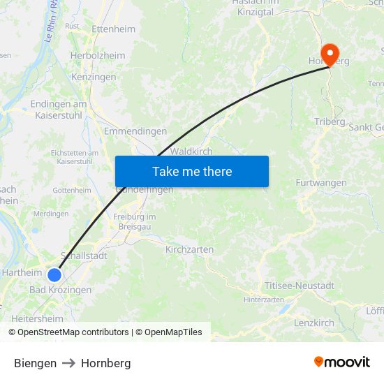 Biengen to Hornberg map