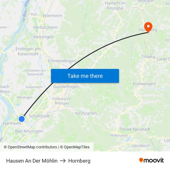 Hausen An Der Möhlin to Hornberg map