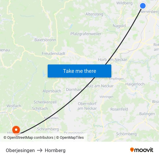 Oberjesingen to Hornberg map