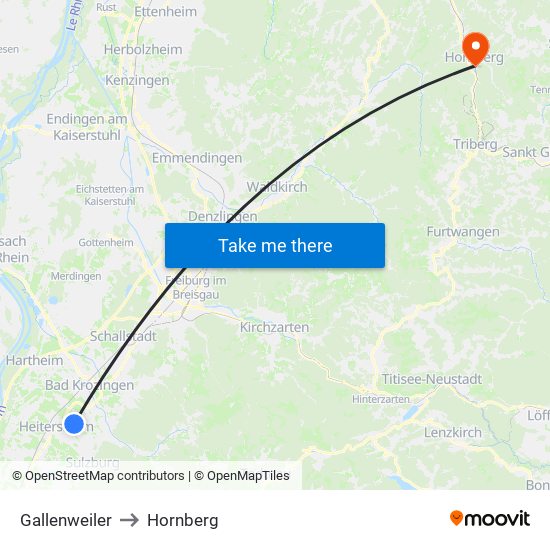 Gallenweiler to Hornberg map