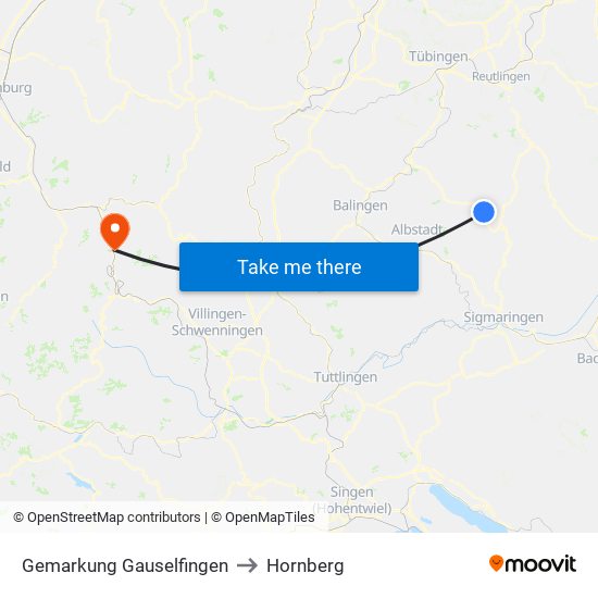 Gemarkung Gauselfingen to Hornberg map