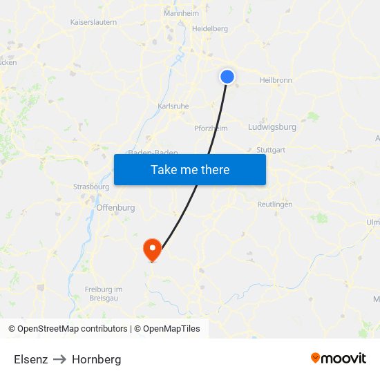 Elsenz to Hornberg map