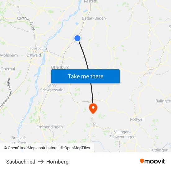 Sasbachried to Hornberg map