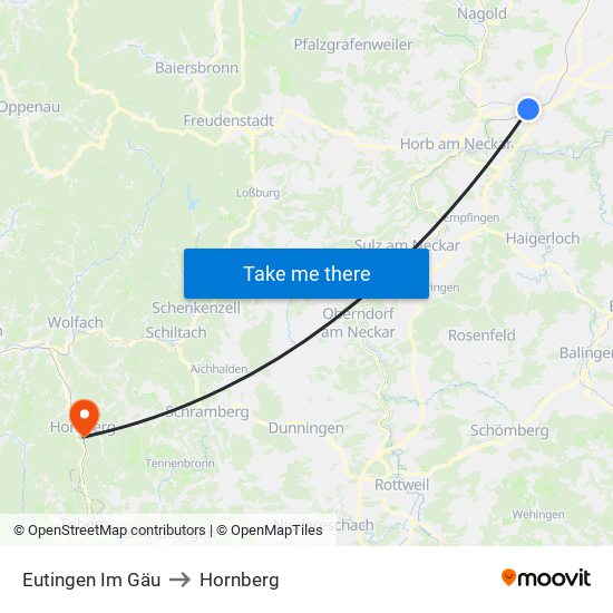 Eutingen Im Gäu to Hornberg map