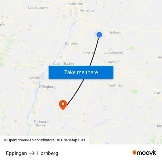 Eppingen to Hornberg map