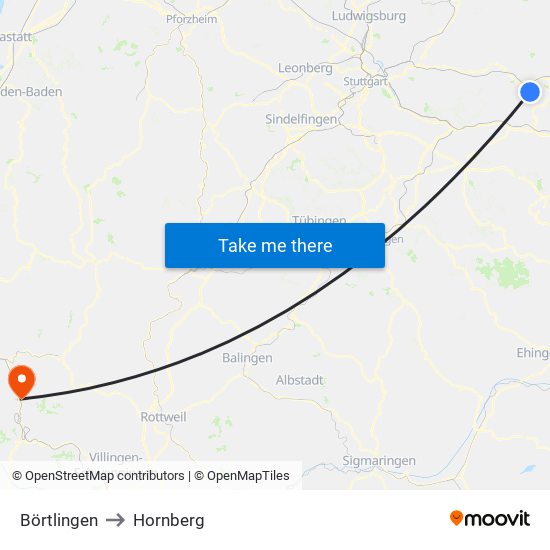 Börtlingen to Hornberg map