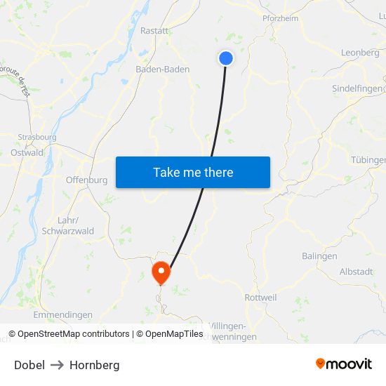 Dobel to Hornberg map