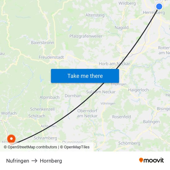 Nufringen to Hornberg map