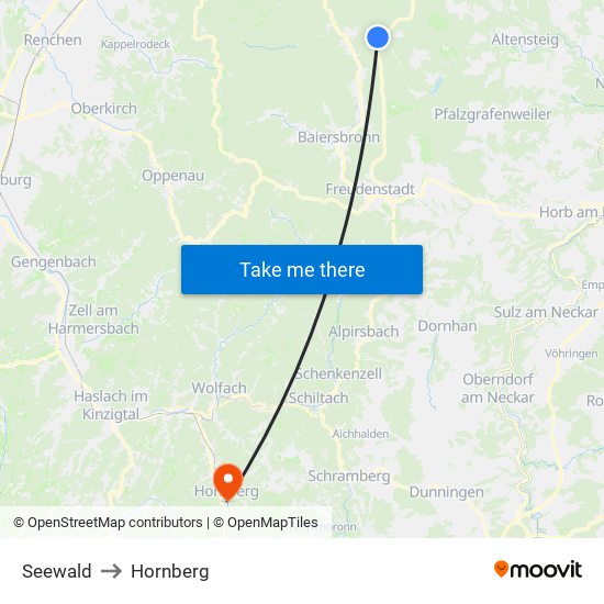 Seewald to Hornberg map