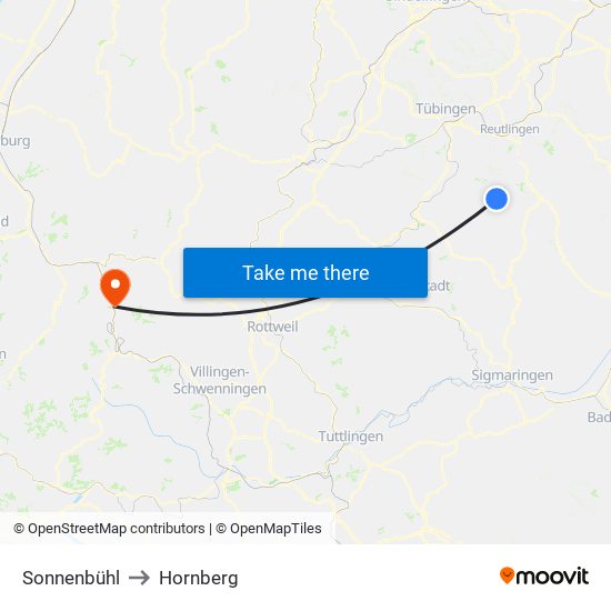 Sonnenbühl to Hornberg map