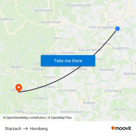 Starzach to Hornberg map