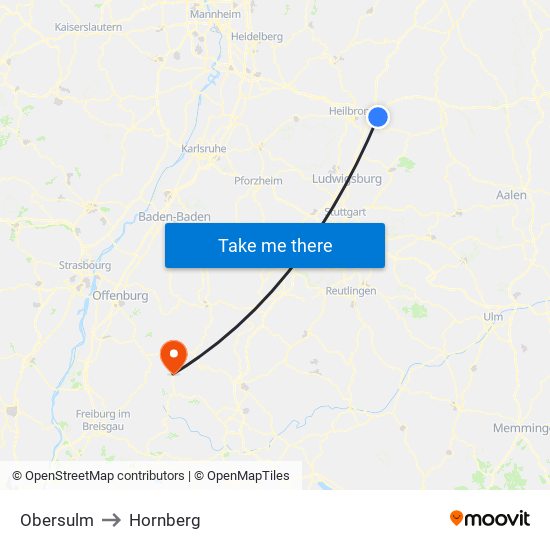 Obersulm to Hornberg map