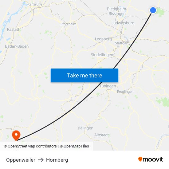 Oppenweiler to Hornberg map