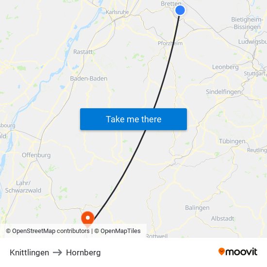 Knittlingen to Hornberg map