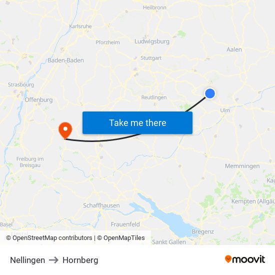 Nellingen to Hornberg map