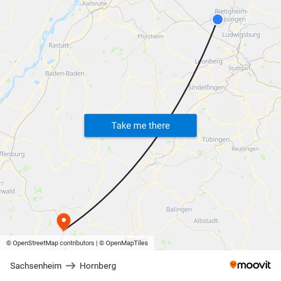 Sachsenheim to Hornberg map
