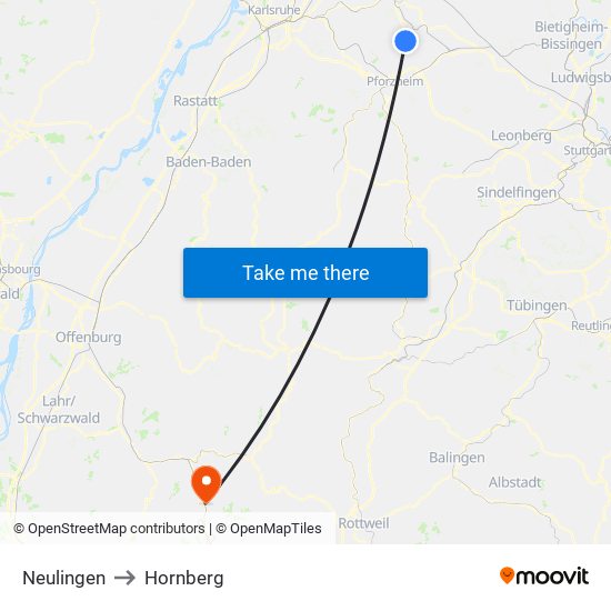 Neulingen to Hornberg map