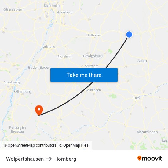 Wolpertshausen to Hornberg map
