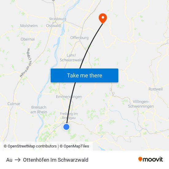 Au to Ottenhöfen Im Schwarzwald map