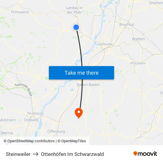 Steinweiler to Ottenhöfen Im Schwarzwald map