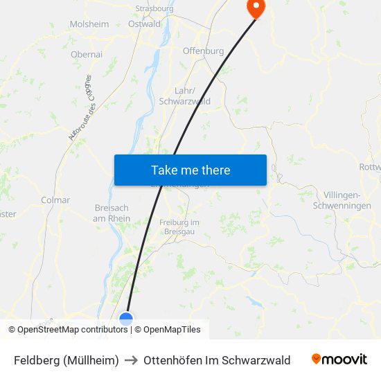 Feldberg (Müllheim) to Ottenhöfen Im Schwarzwald map