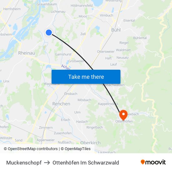 Muckenschopf to Ottenhöfen Im Schwarzwald map