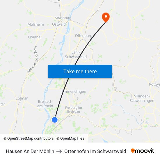 Hausen An Der Möhlin to Ottenhöfen Im Schwarzwald map